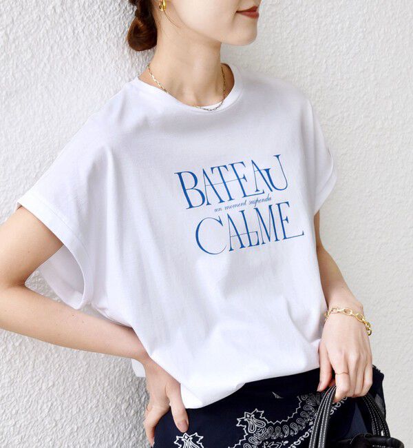 SHIPS for women「《一部追加予約》メルティ コットン プリント ロゴ ショート スリーブ Tシャツ」|Tシャツ・カットソー|