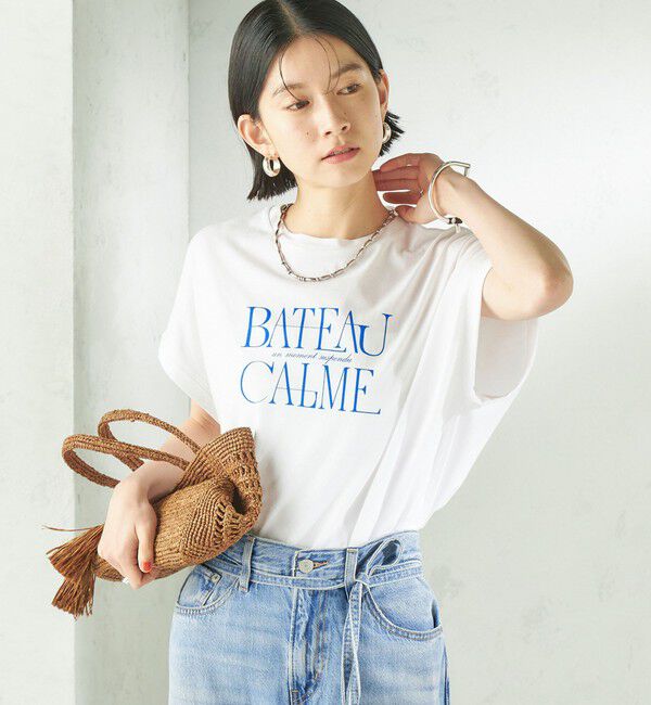 SHIPS for women「《一部追加予約》メルティ コットン プリント ロゴ ショート スリーブ Tシャツ」|Tシャツ・カットソー|