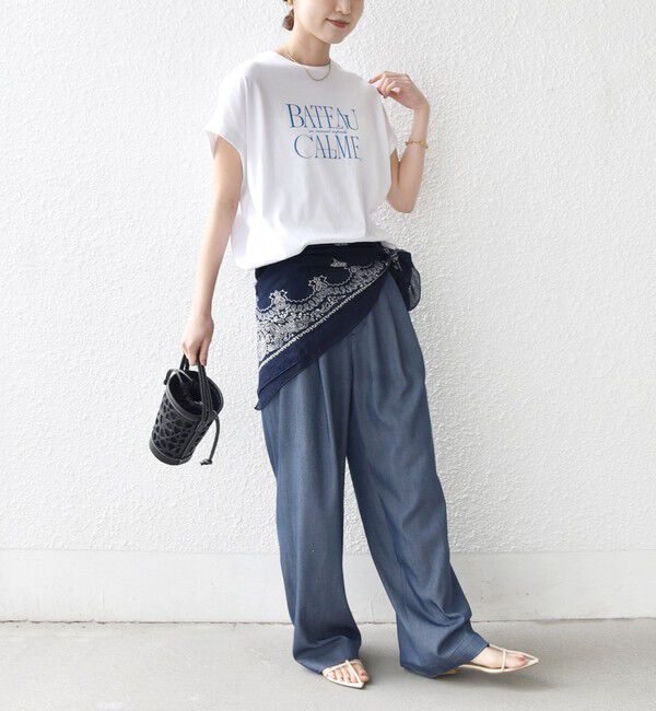 SHIPS for women「《一部追加予約》メルティ コットン プリント ロゴ ショート スリーブ Tシャツ」|Tシャツ・カットソー|