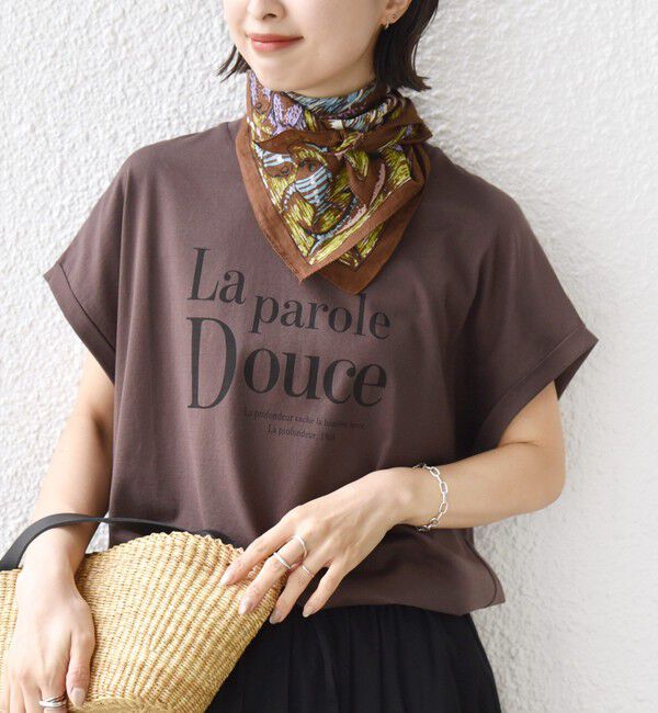 SHIPS for women「《一部追加予約》メルティ コットン プリント ロゴ ショート スリーブ Tシャツ」|Tシャツ・カットソー|ブラウン