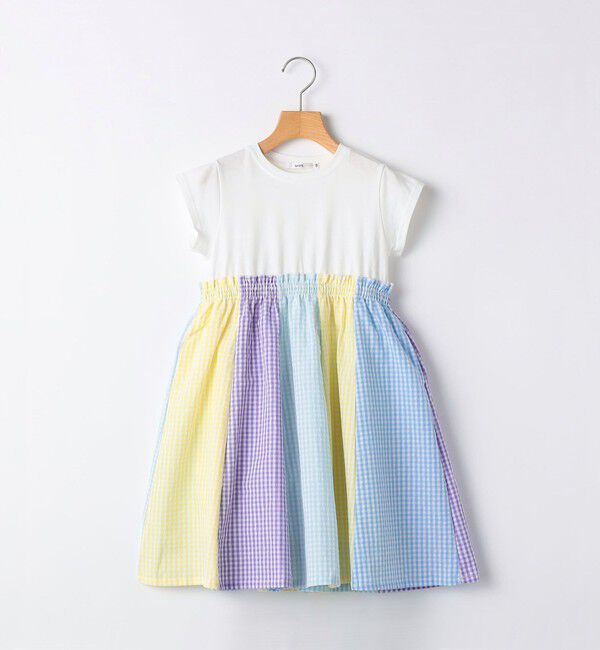 SHIPS KIDS「SHIPS KIDS:80～90cm / パネル 切替 ワンピース」|ワンピース|オフホワイト