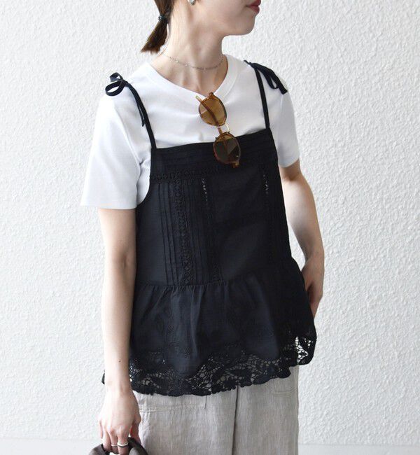 SHIPS any「SHIPS any:〈手洗い可能〉コットン レース ヘム キャミソール」|シャツ・ブラウス|