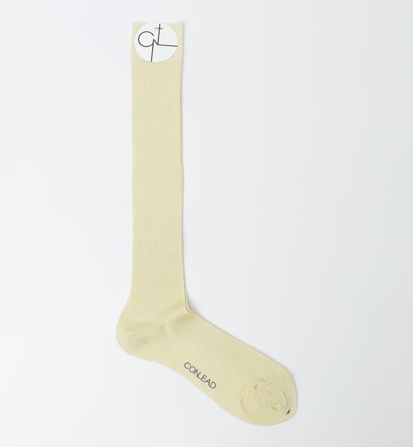 SHIPS「CONLEAD: シルク/ナイロン リブ ロングホーズ」|ソックス|ライトイエロー