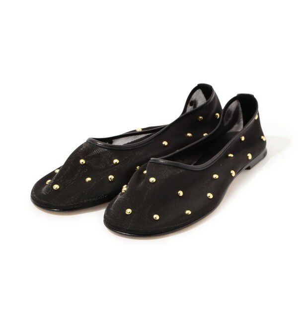 TOMORROWLAND GOODS「DEAR FRANCES バラ スタッズド メッシュ バレエ シューズ」|バレエシューズ|19 ブラック