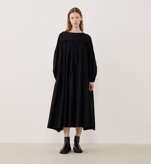 GALERIE VIE「コットンシルクパラシュート ギャザーワイドワンピース」|ワンピース|