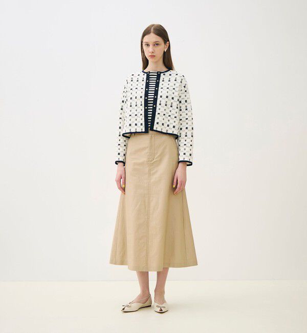 TOMORROWLAND collection「ブロックトリコット カーディガンジャケット」|ノーカラージャケット|