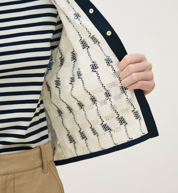 TOMORROWLAND collection「ブロックトリコット カーディガンジャケット」|ノーカラージャケット|