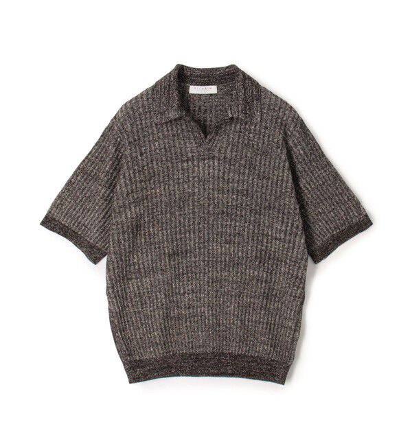 TOMORROWLAND MENS「リネンコットンナイロンプレーティング スキッパーニット」|ニット・セーター|48 アッシュブラウン