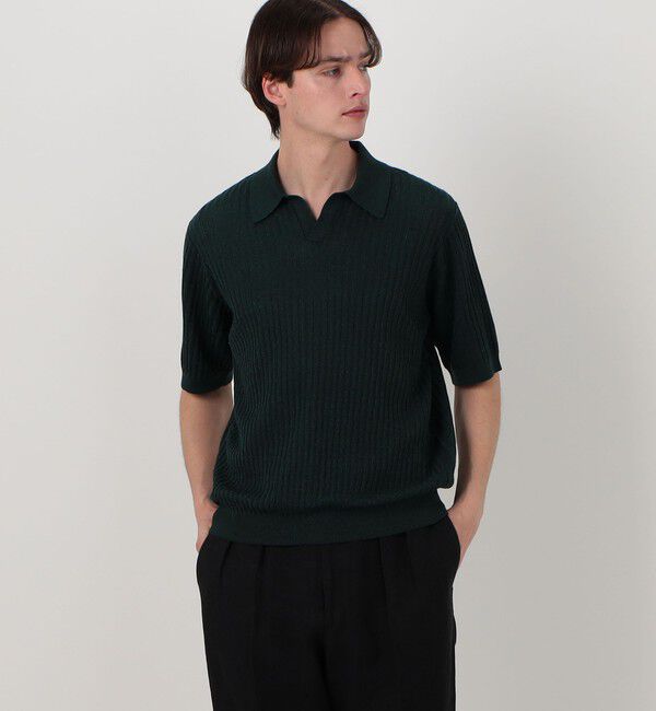 TOMORROWLAND MENS「リネンコットンナイロンプレーティング スキッパーニット」|ニット・セーター|