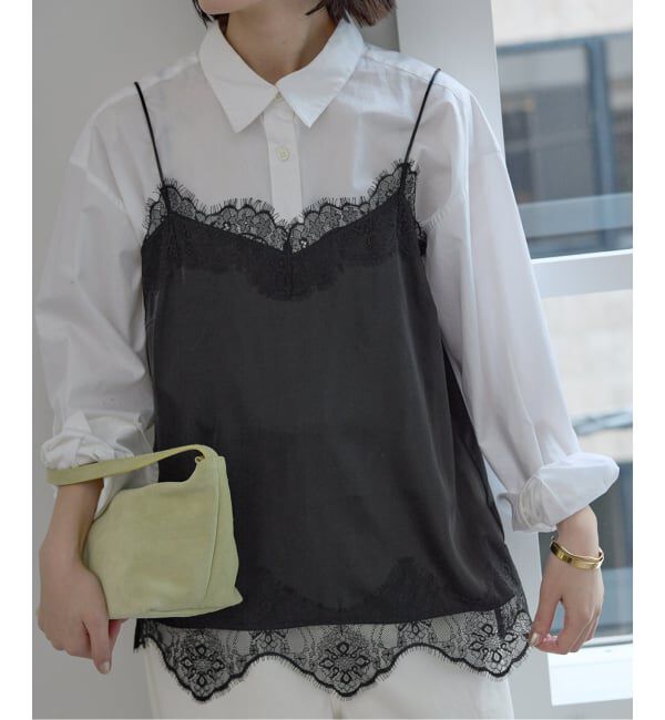 SLOBE IENA「《追加3》サテンレースキャミソール」|キャミソール|