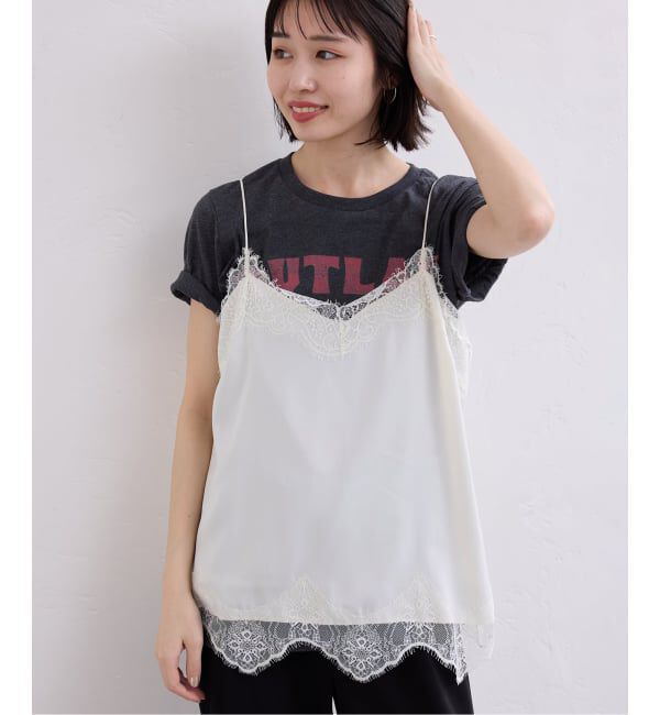 SLOBE IENA「《追加3》サテンレースキャミソール」|キャミソール|