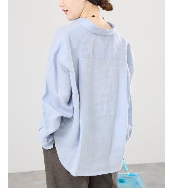 IENA「《追加予約》リネンワイドショートシャツ」|シャツ・ブラウス|サックスブルー