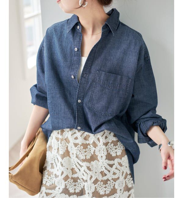 Spick and Span「シャンブレールーズシャツ」|シャツ・ブラウス|ブルー A