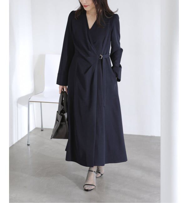  「【洗える】カシュクールワンピース」|ワンピース|ネイビー