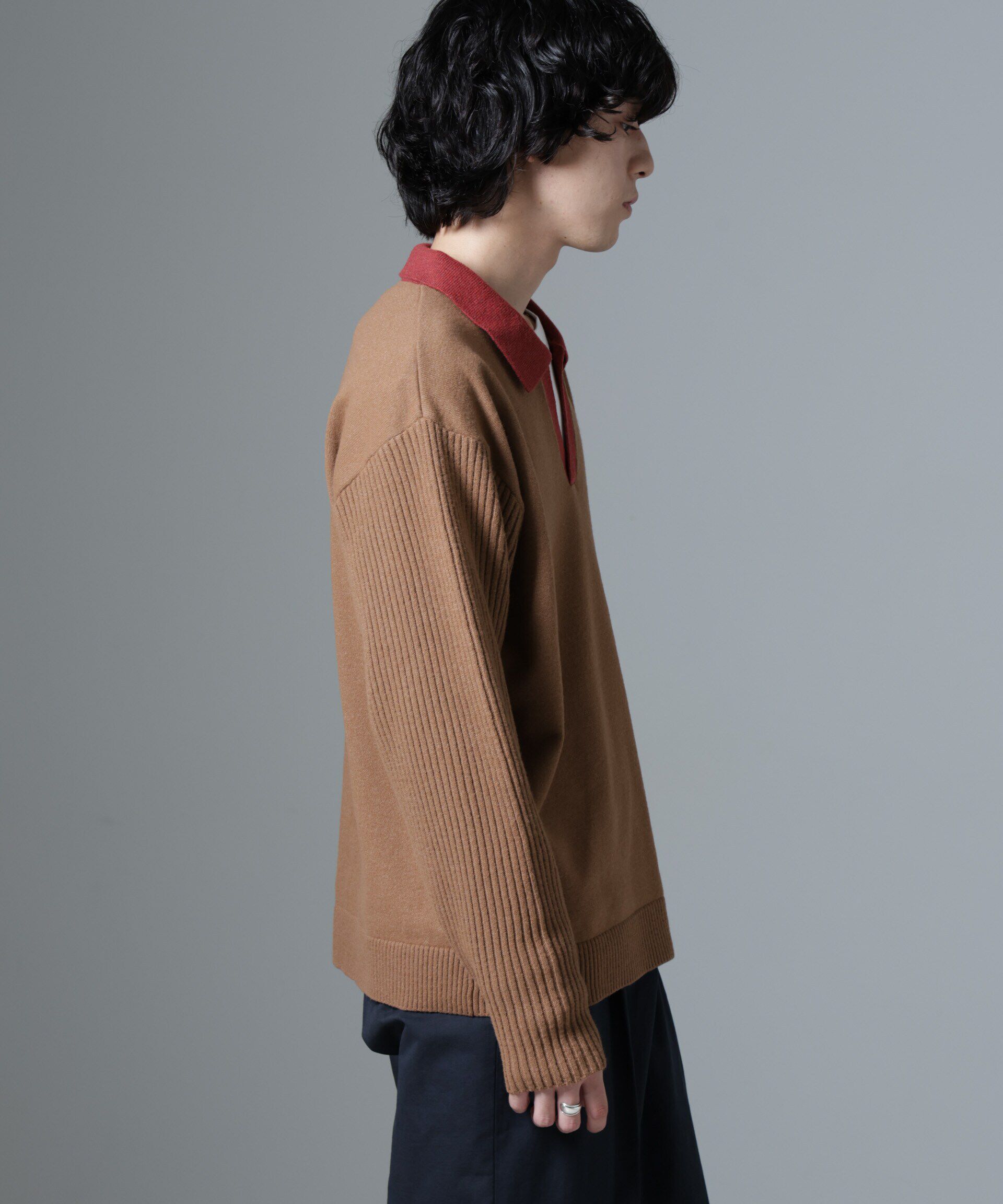 nano･universe「WEB限定/バイカラースキッパーニット」|ニット・セーター|