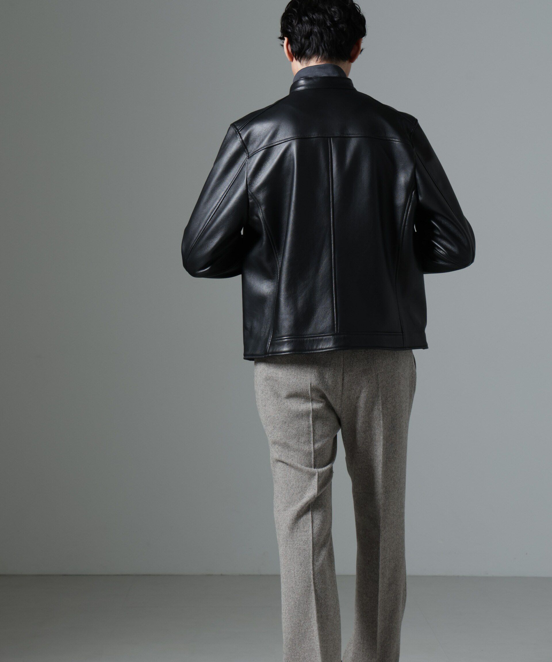 nano･universe「バンドカラーレザーシングルライダースジャケット」|ライダースジャケット|