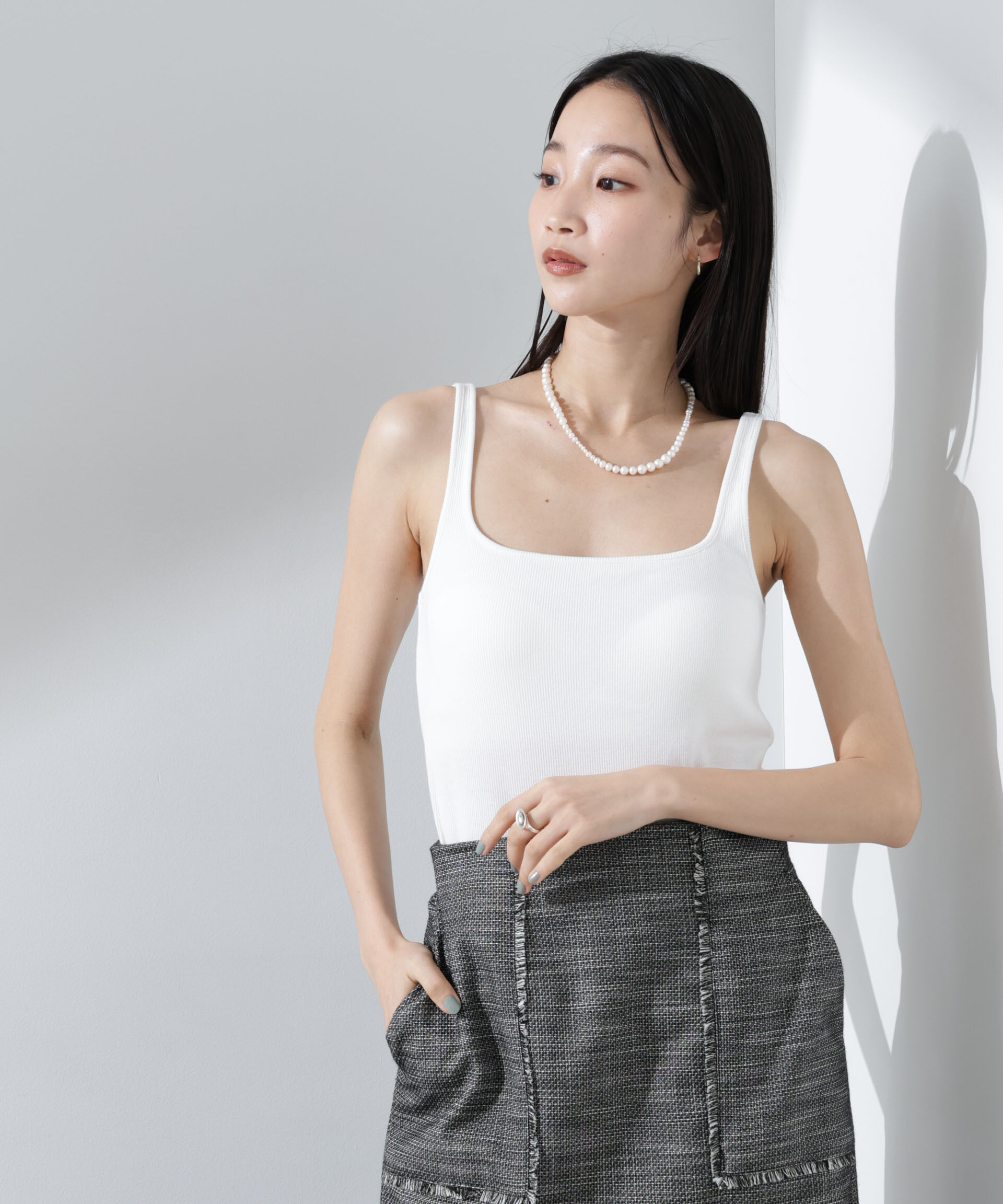 nano･universe「抗菌防臭リブカップ付きタンクトップ」|Tシャツ・カットソー|