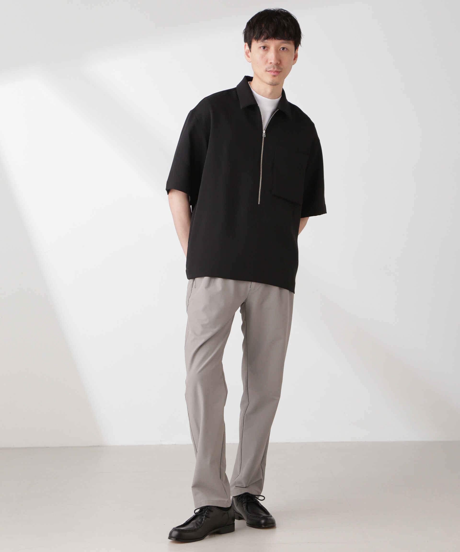 nano･universe「ハイストレッチスポーティーテーパードイージーパンツ」|チノ|