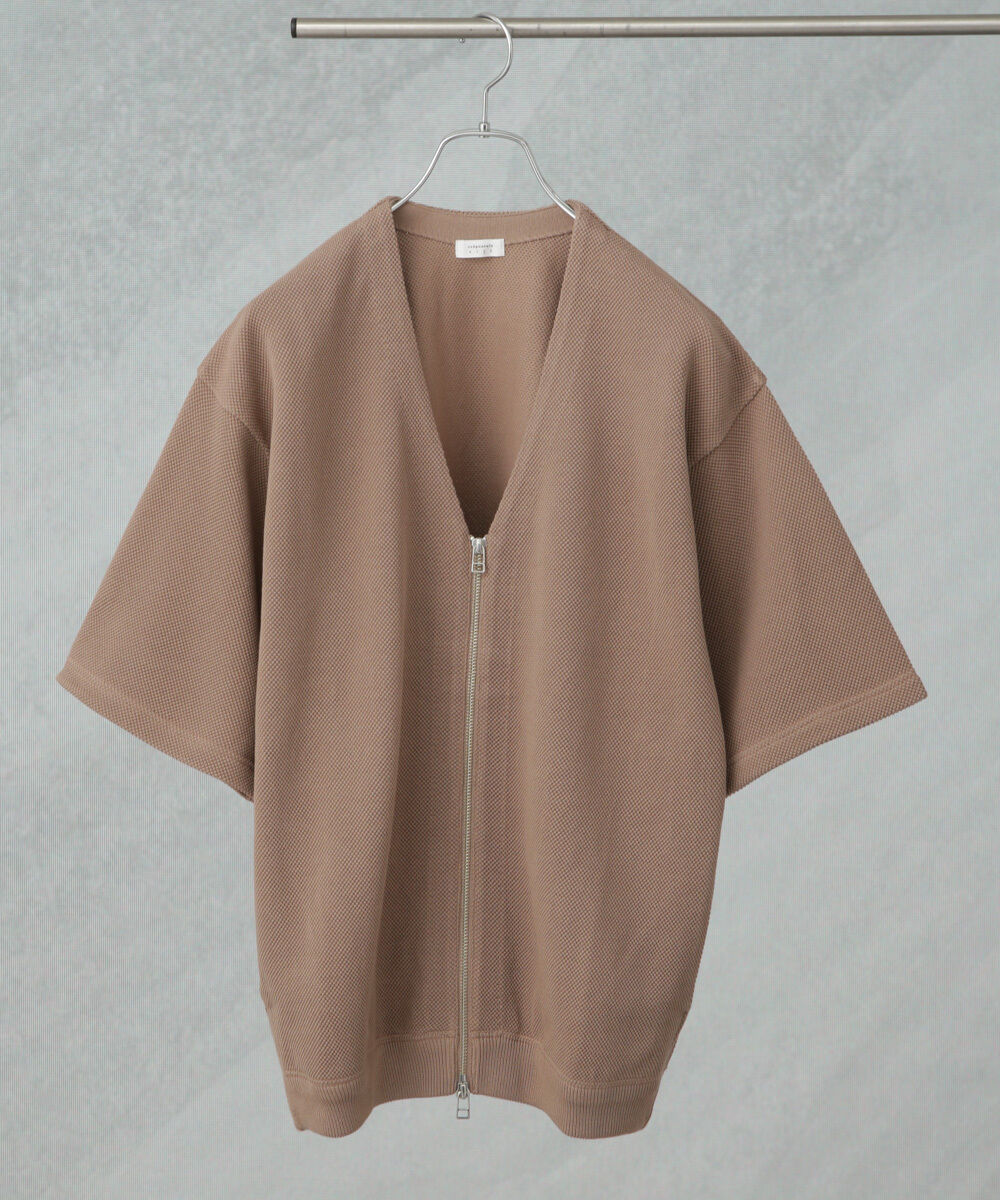 nano･universe「crepuscule/別注 S/S V NECK ZIP CARDIGAN」|ニット・セーター|モカベージュ7