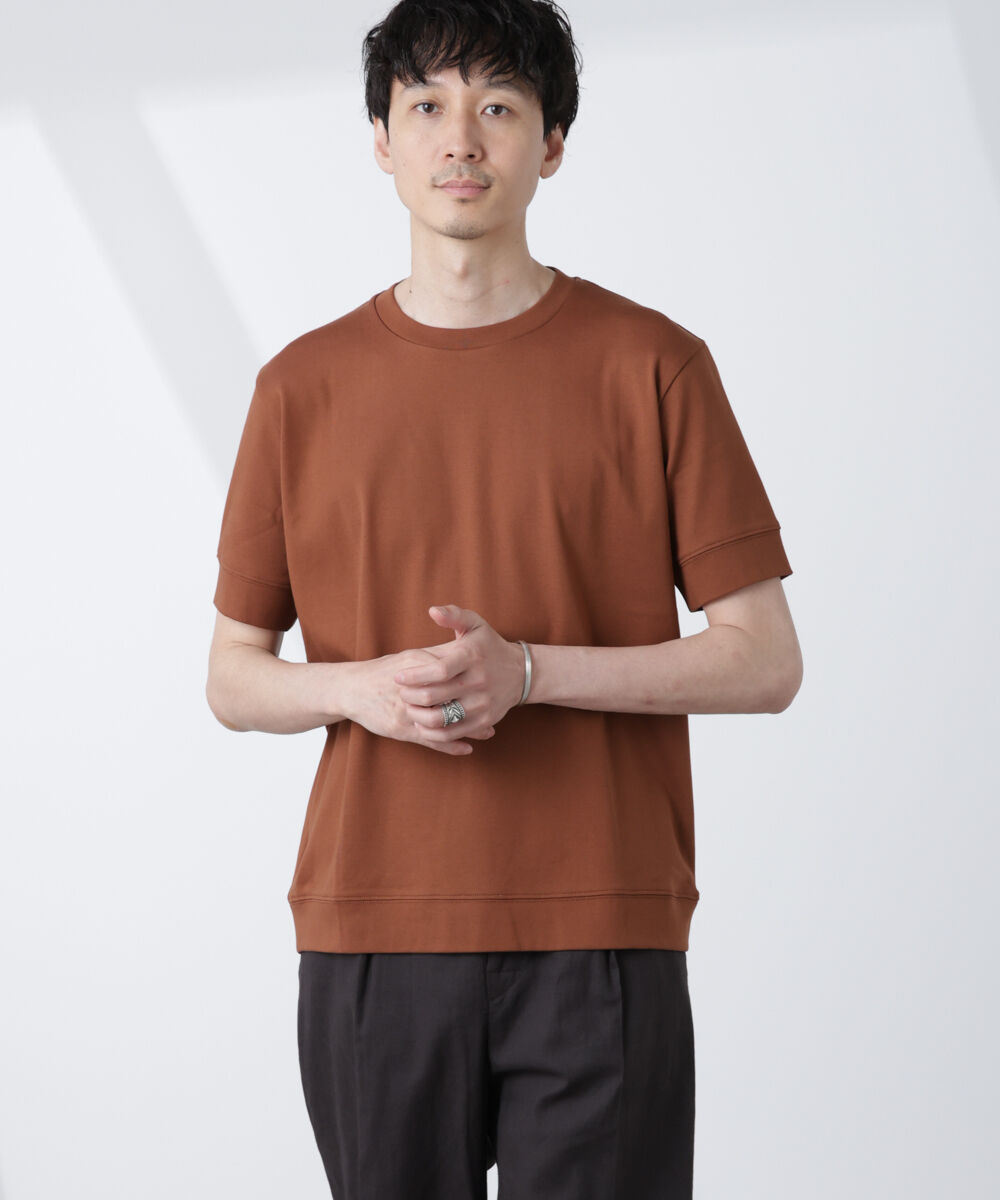 nano･universe「[FORMAL JERSEY]クルーネックカットソー半袖」|Tシャツ・カットソー|L.ブラウン1