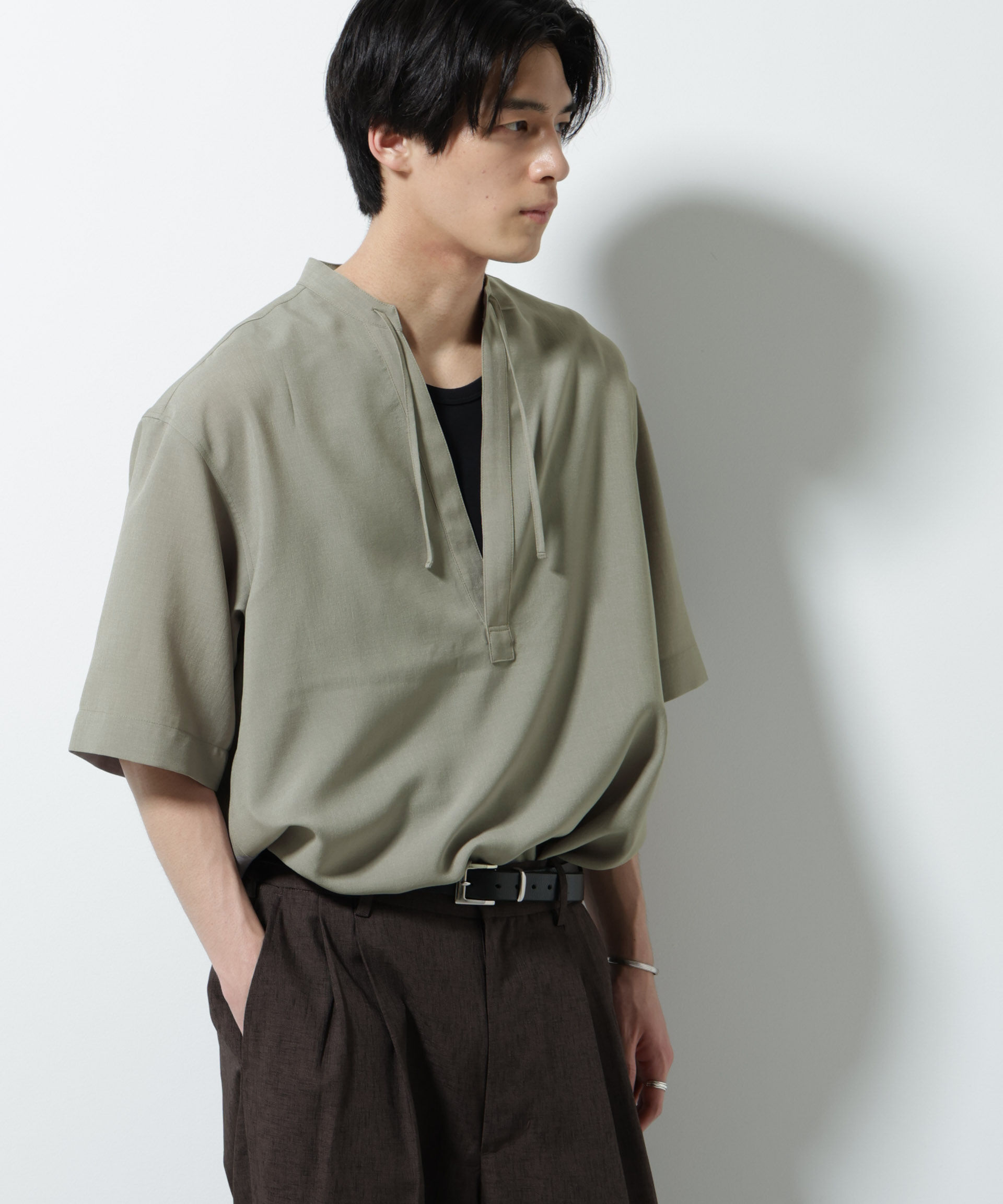 nano･universe「メランジドライプルオーバーシャツ（セットアップ可）」|シャツ・ブラウス|