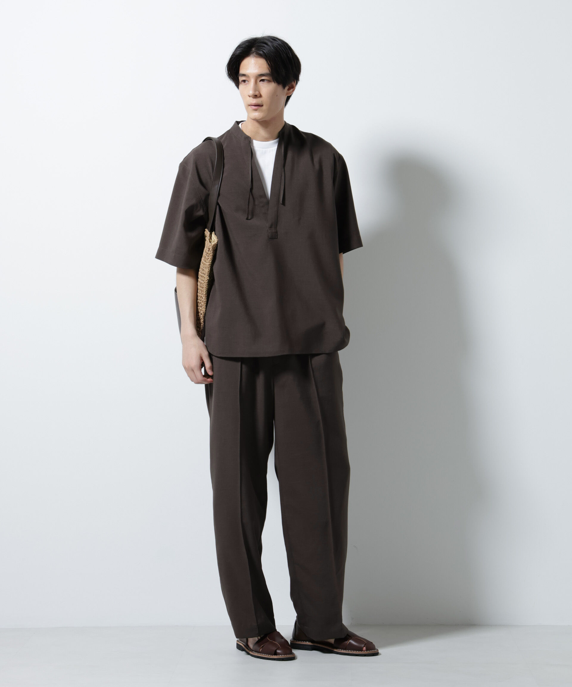 nano･universe「メランジドライプルオーバーシャツ（セットアップ可）」|シャツ・ブラウス|