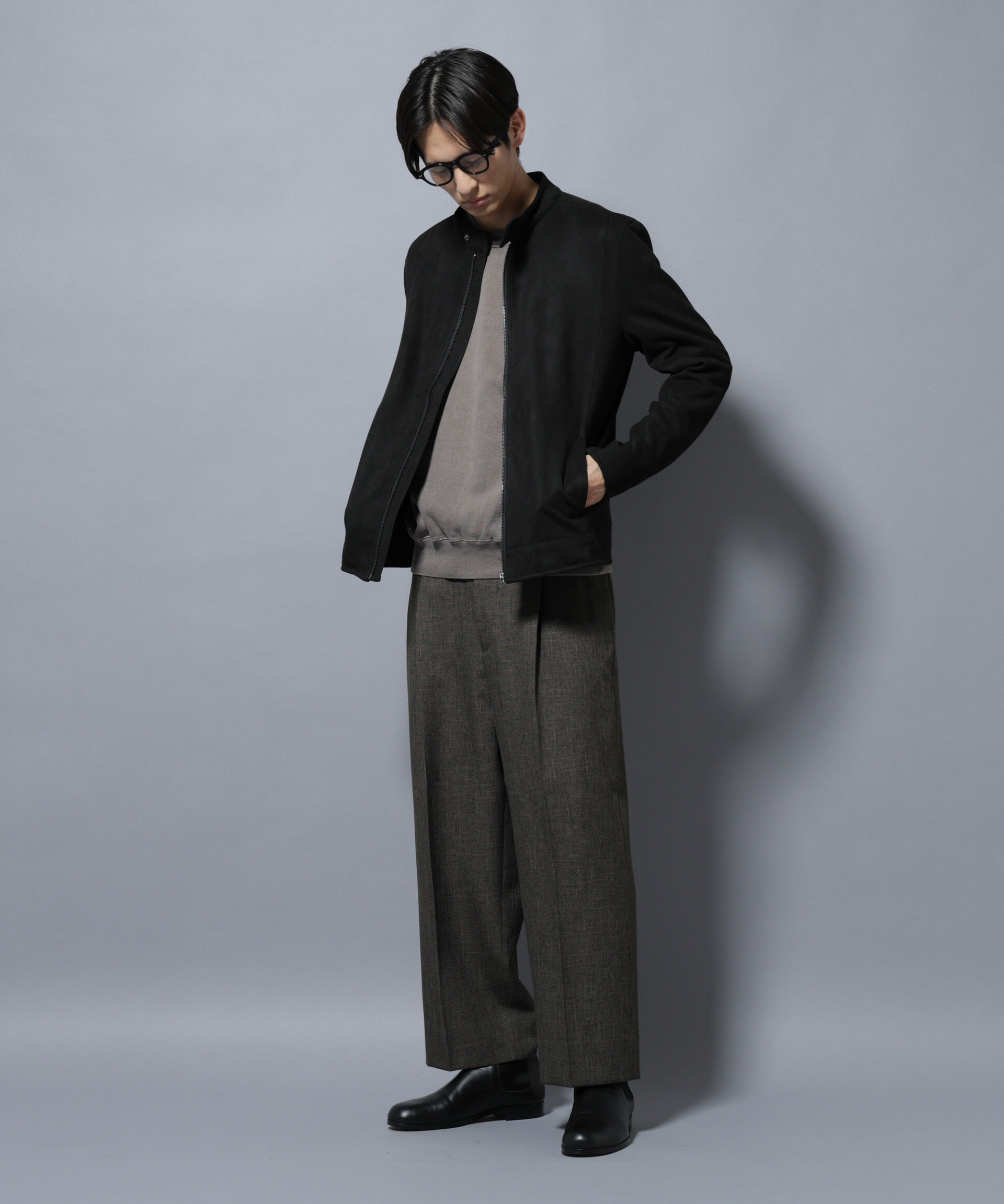 nano･universe「「大人のワイドパンツ」シャークスキンイージースラックス」|チノ|