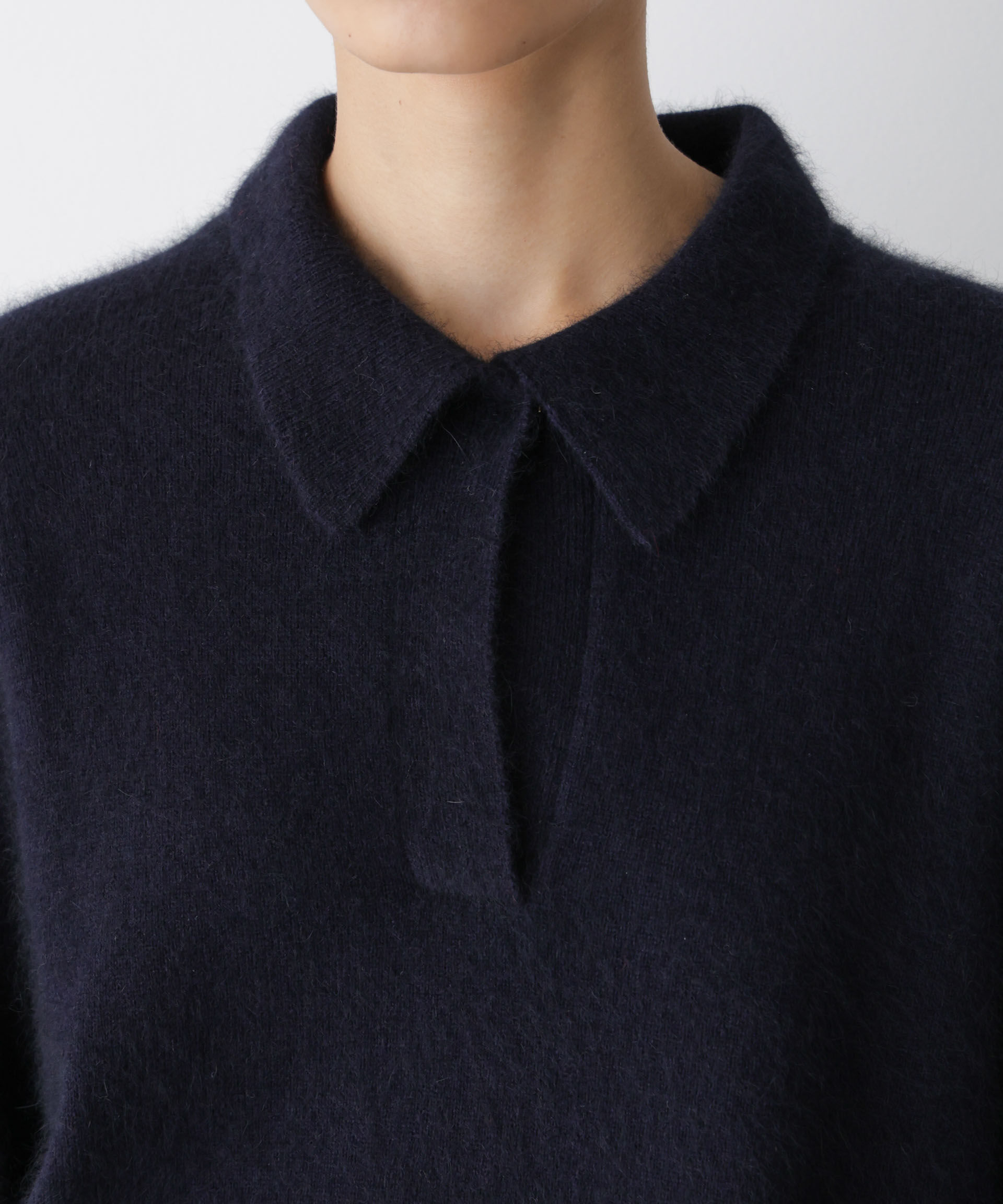  「「STEVELOUR」スキッパーポロ衿ソフトタッチニット」|ニット・セーター|