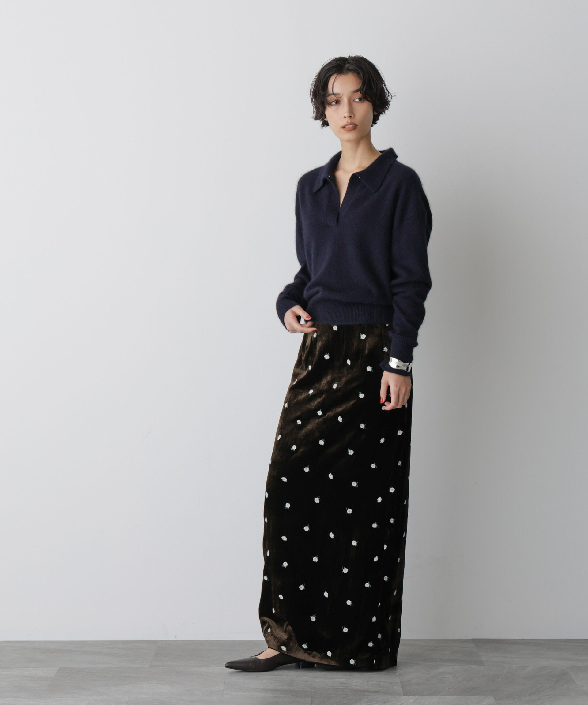  「「STEVELOUR」スキッパーポロ衿ソフトタッチニット」|ニット・セーター|