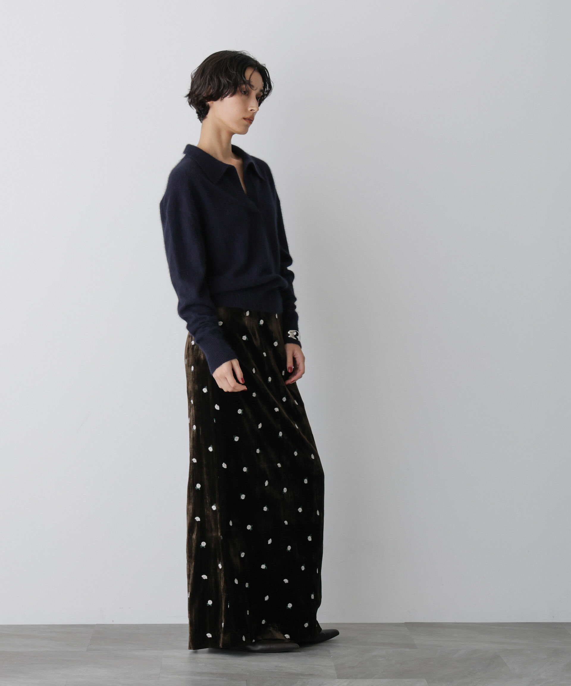  「「STEVELOUR」スキッパーポロ衿ソフトタッチニット」|ニット・セーター|