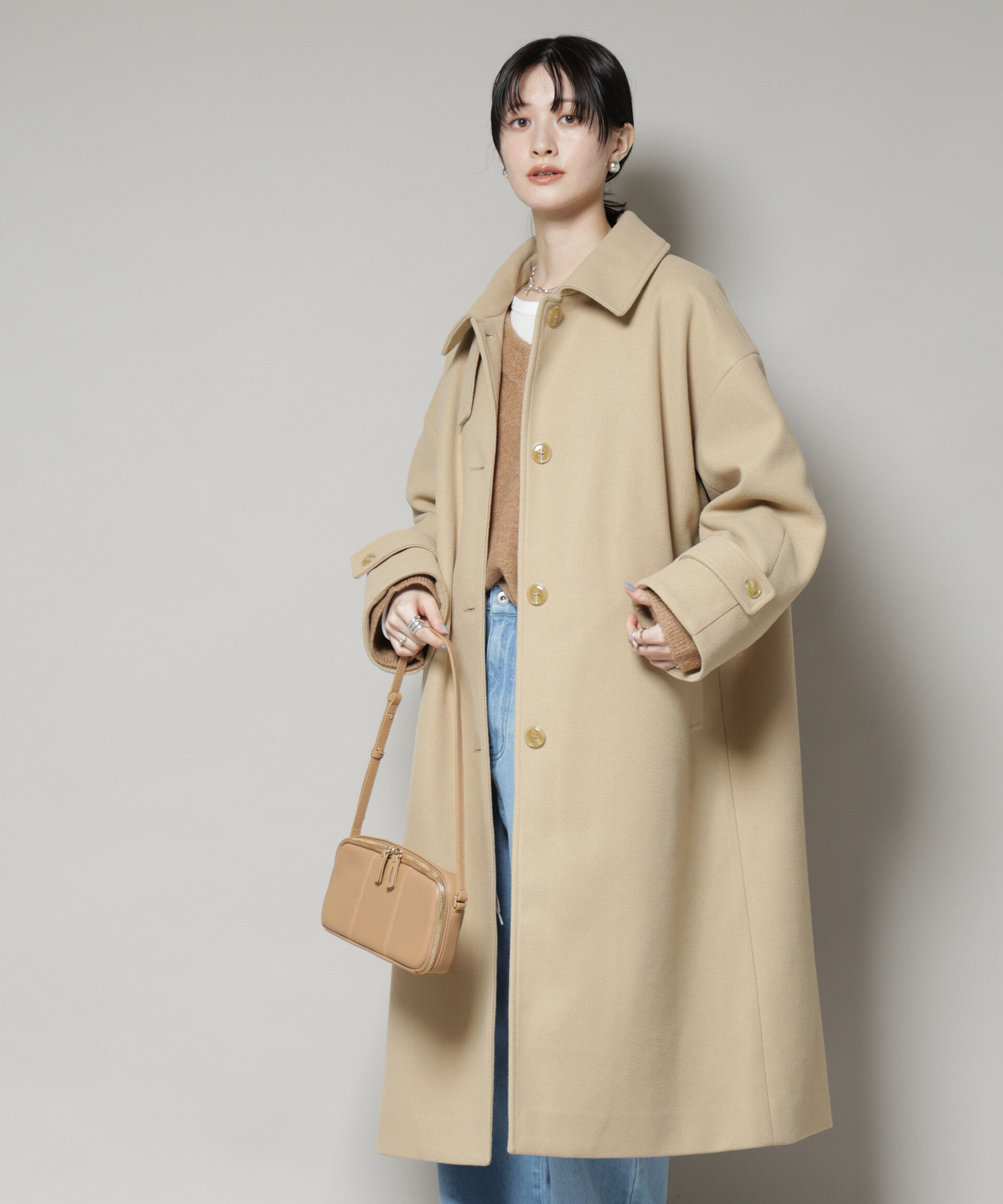 nano･universe「メルトンジャージーステンカラーコート」|その他|