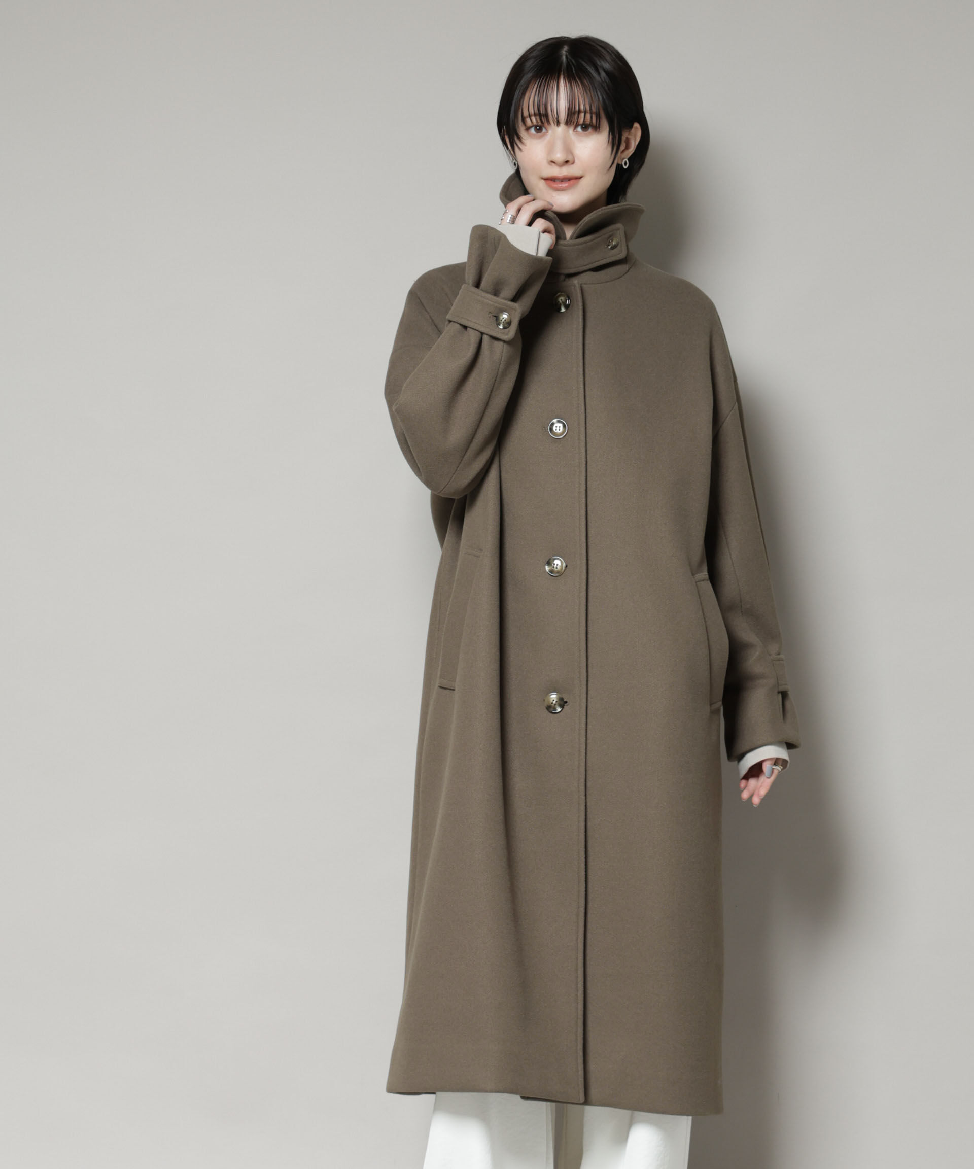 nano･universe「メルトンジャージーステンカラーコート」|その他|