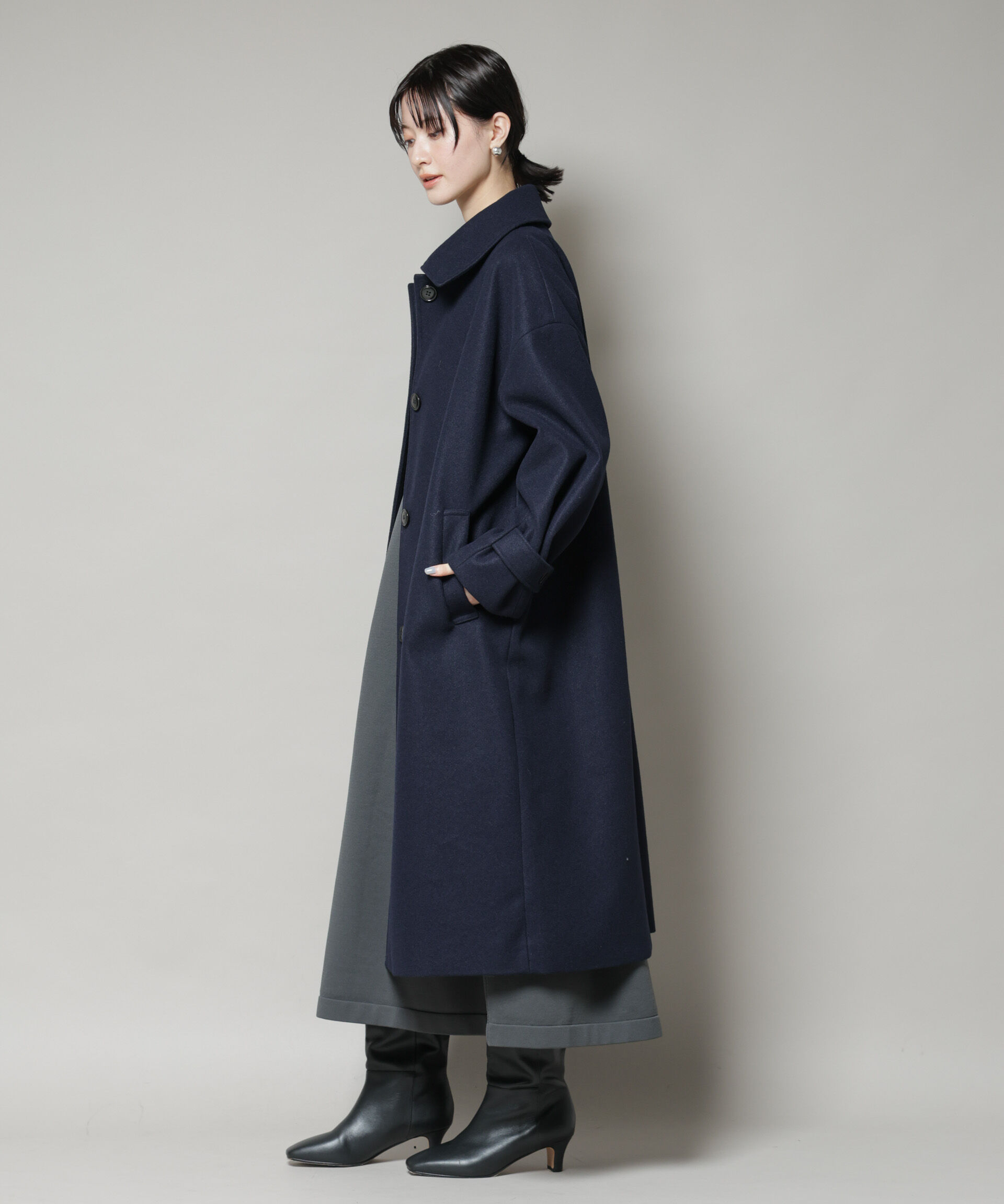 nano･universe「メルトンジャージーステンカラーコート」|その他|