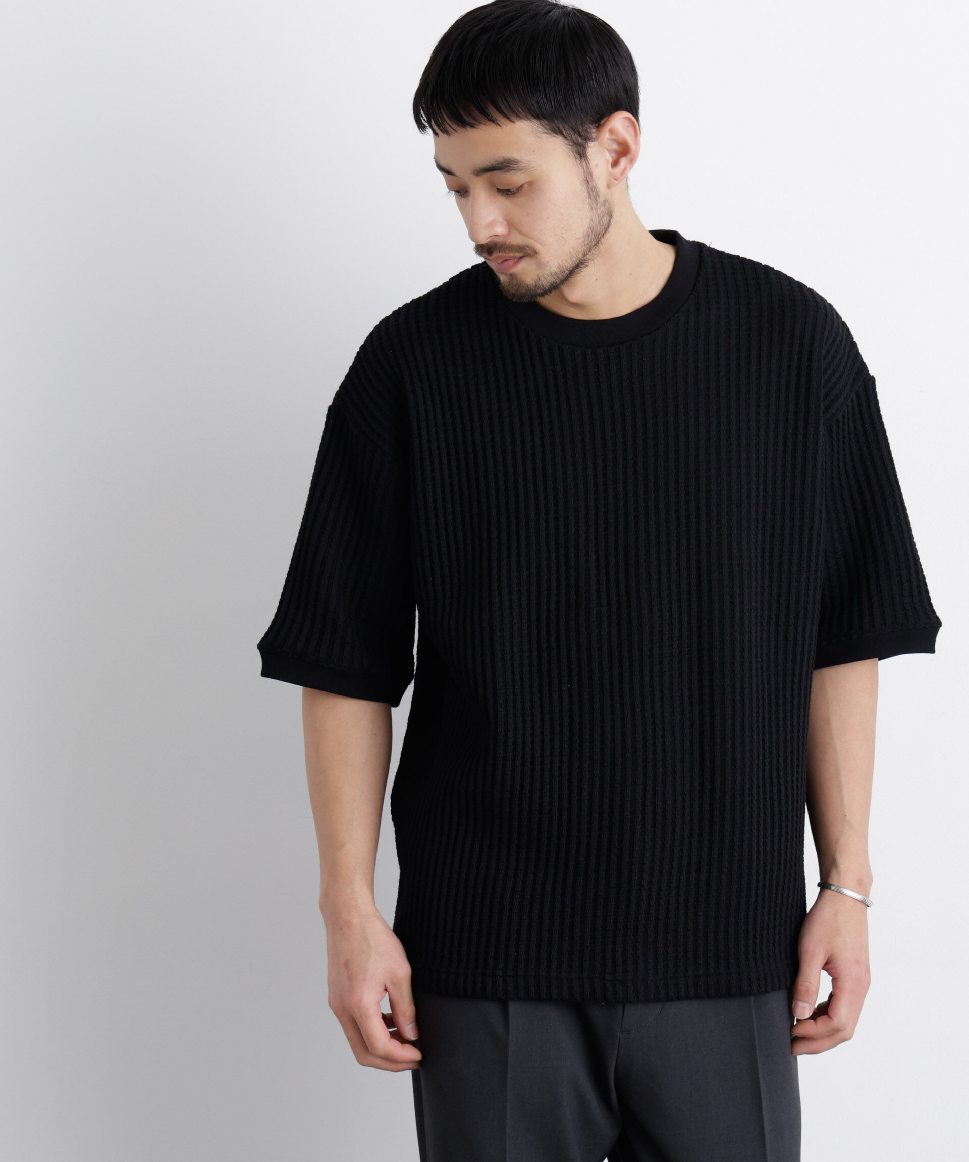 nano･universe「オニワッフルワイドTシャツ 半袖」|Tシャツ・カットソー|