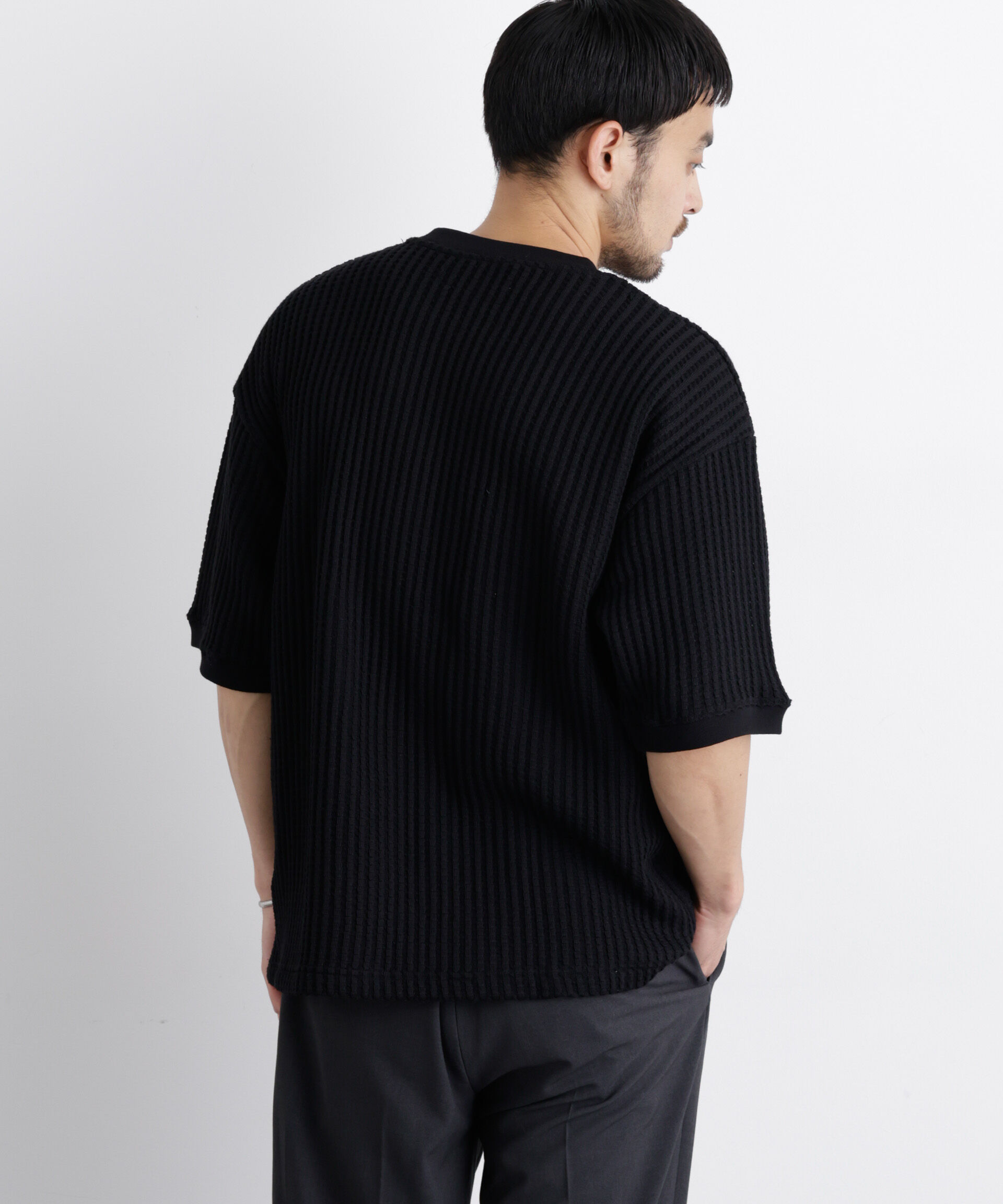 nano･universe「オニワッフルワイドTシャツ 半袖」|Tシャツ・カットソー|