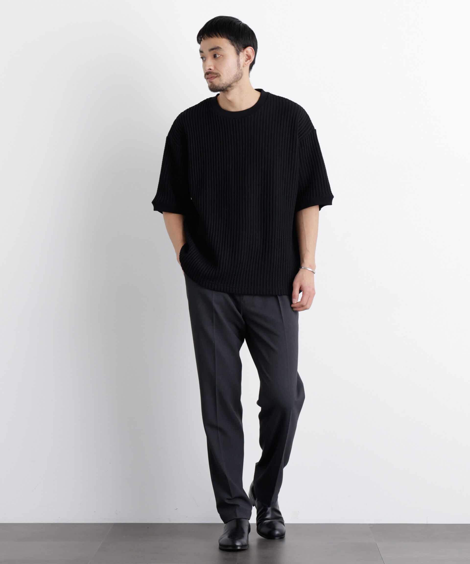 nano･universe「オニワッフルワイドTシャツ 半袖」|Tシャツ・カットソー|