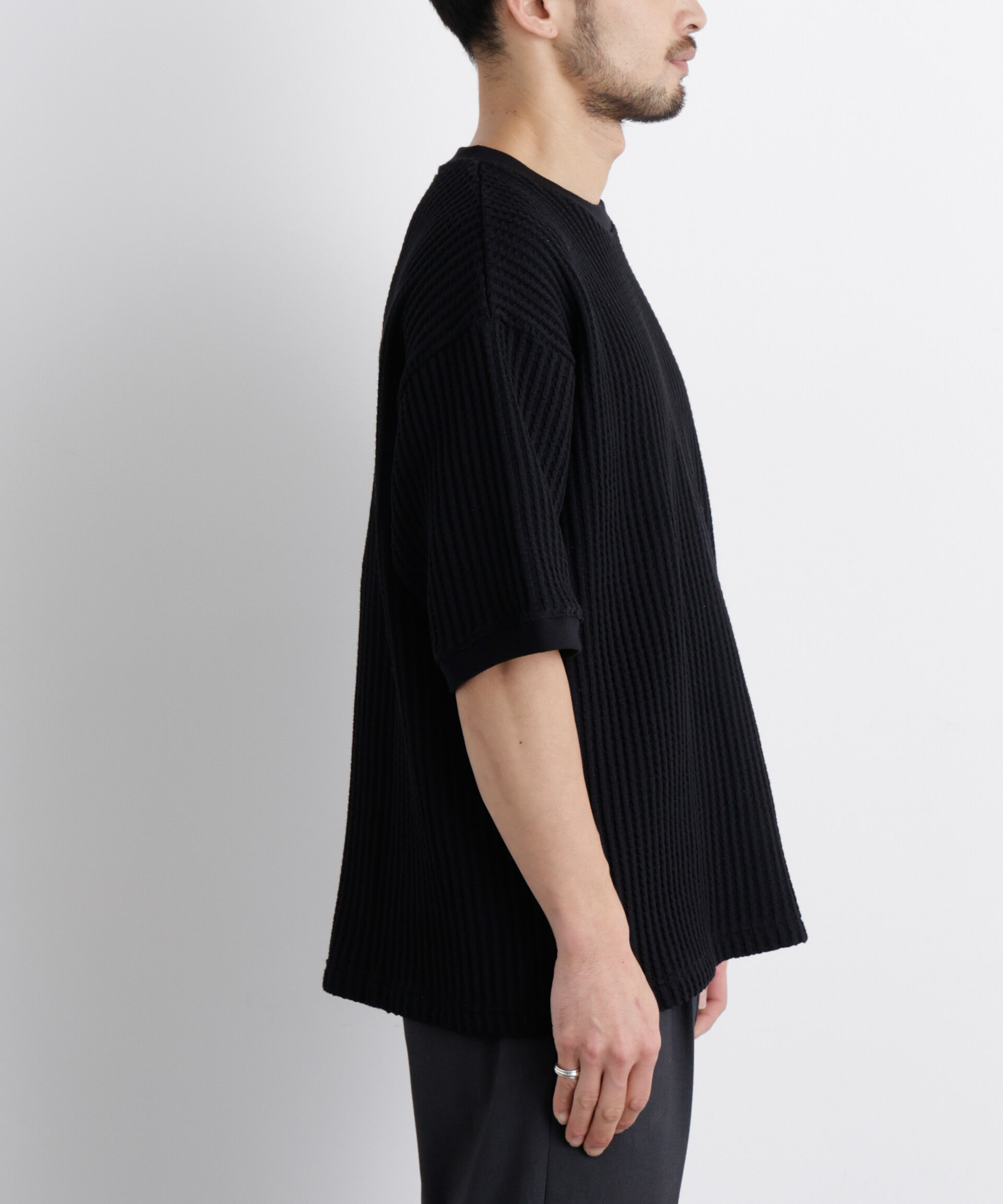 nano･universe「オニワッフルワイドTシャツ 半袖」|Tシャツ・カットソー|