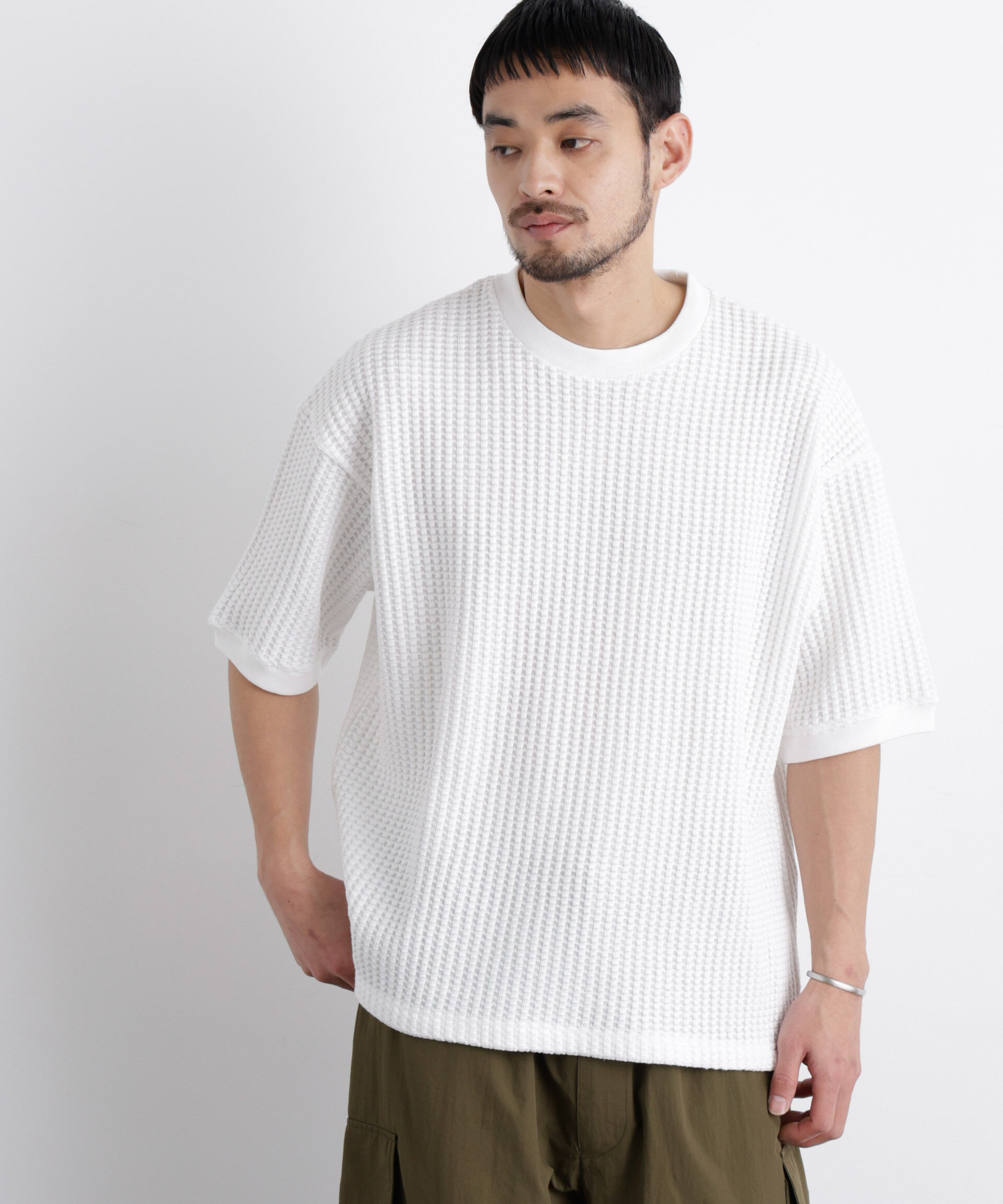 nano･universe「オニワッフルワイドTシャツ 半袖」|Tシャツ・カットソー|