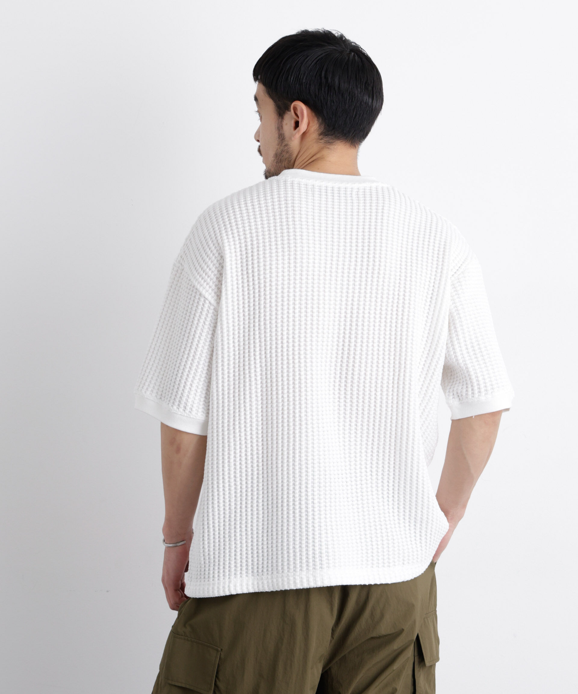 nano･universe「オニワッフルワイドTシャツ 半袖」|Tシャツ・カットソー|