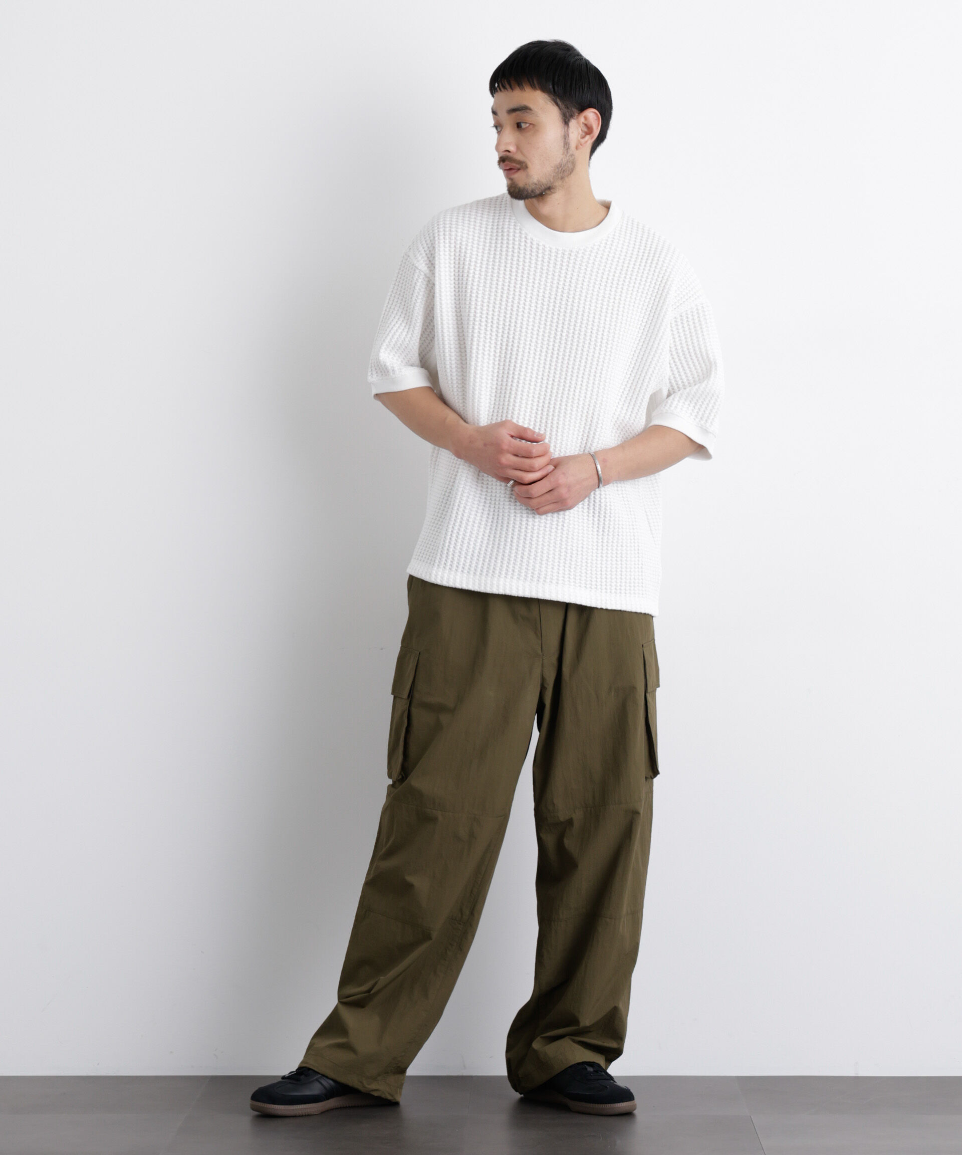 nano･universe「オニワッフルワイドTシャツ 半袖」|Tシャツ・カットソー|