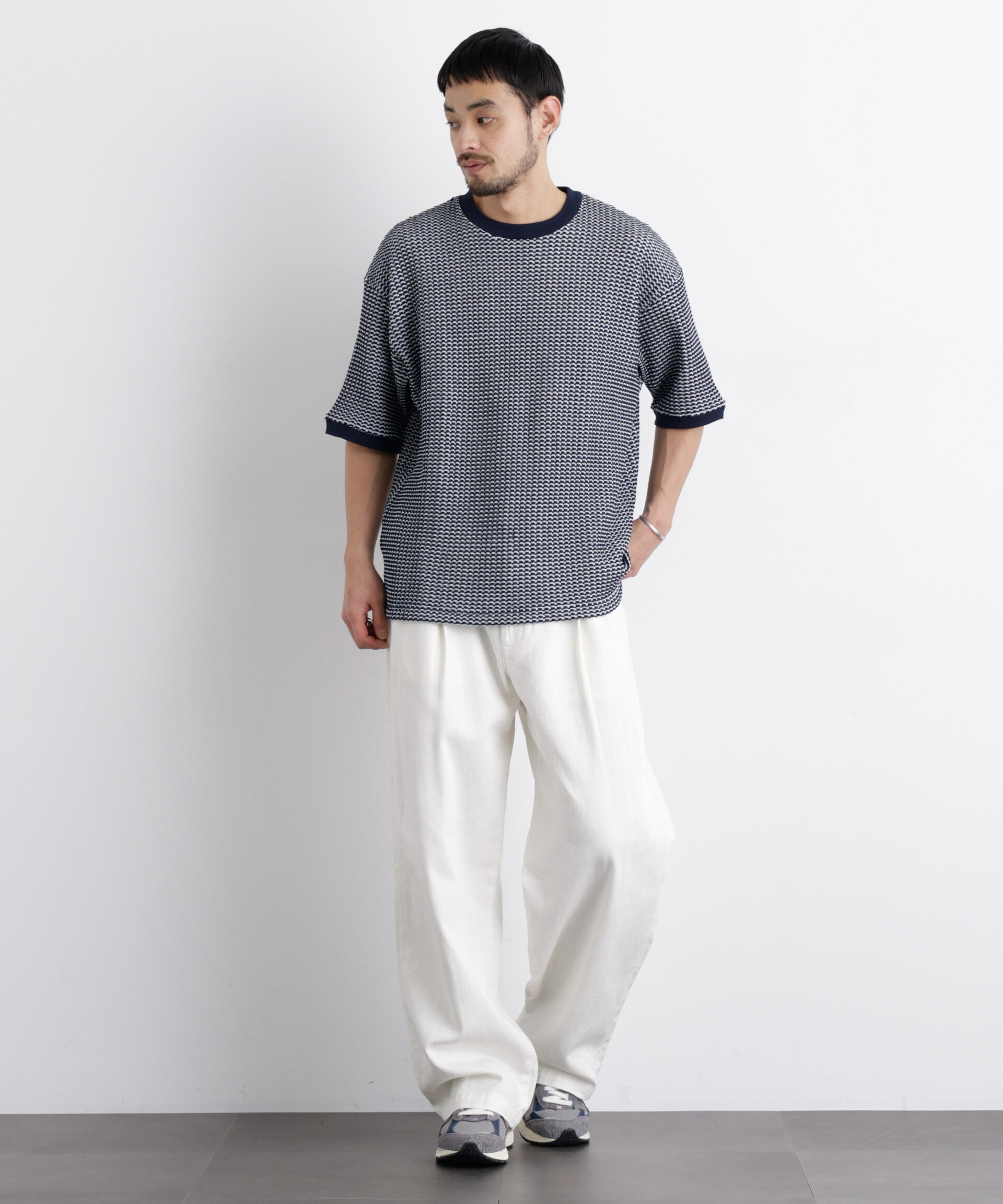 nano･universe「オニワッフルワイドTシャツ 半袖」|Tシャツ・カットソー|