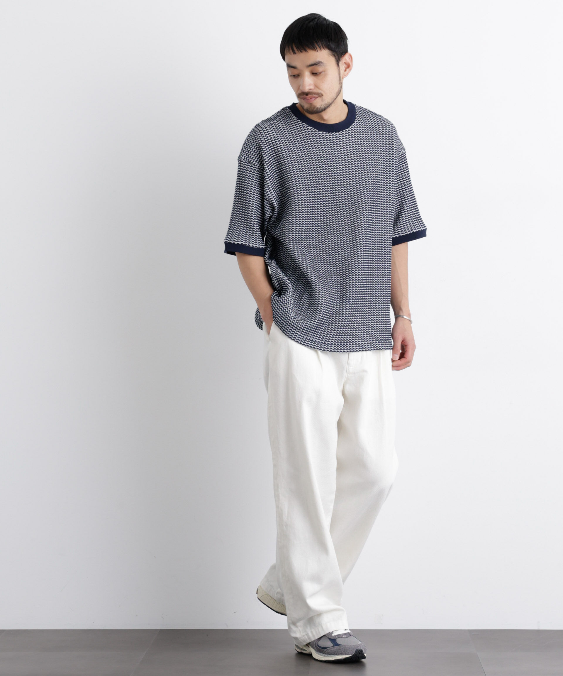 nano･universe「オニワッフルワイドTシャツ 半袖」|Tシャツ・カットソー|