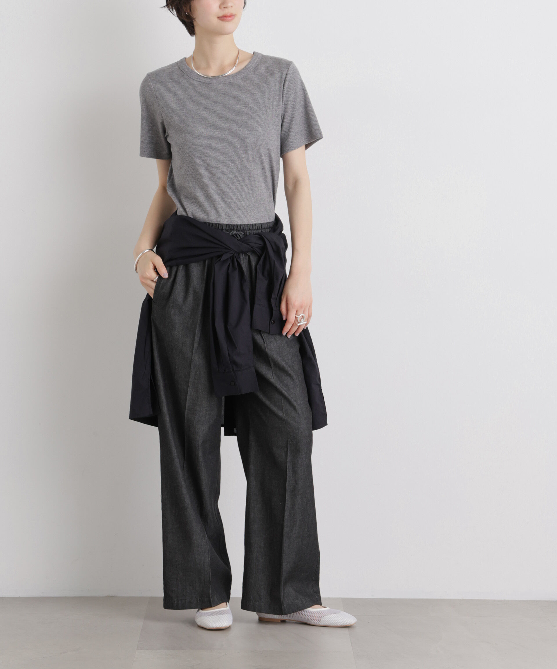 nano･universe「ライトオンスデニムドロストセンタープレスパンツ(セットアップ可)」|チノ|