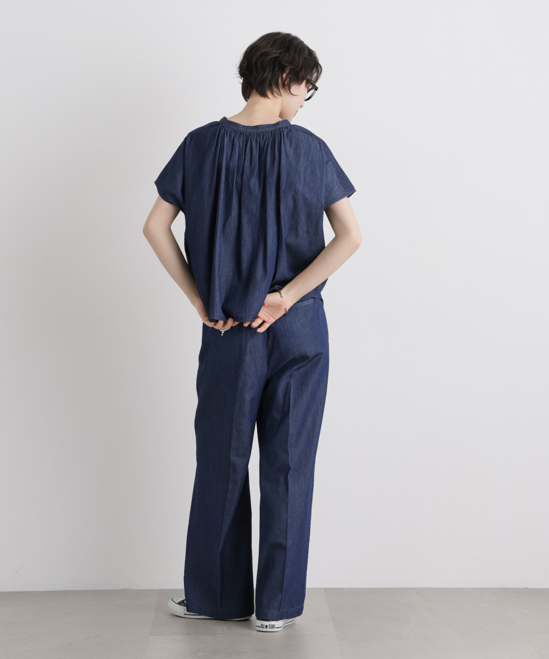 nano･universe「ライトオンスデニムドロストセンタープレスパンツ(セットアップ可)」|チノ|