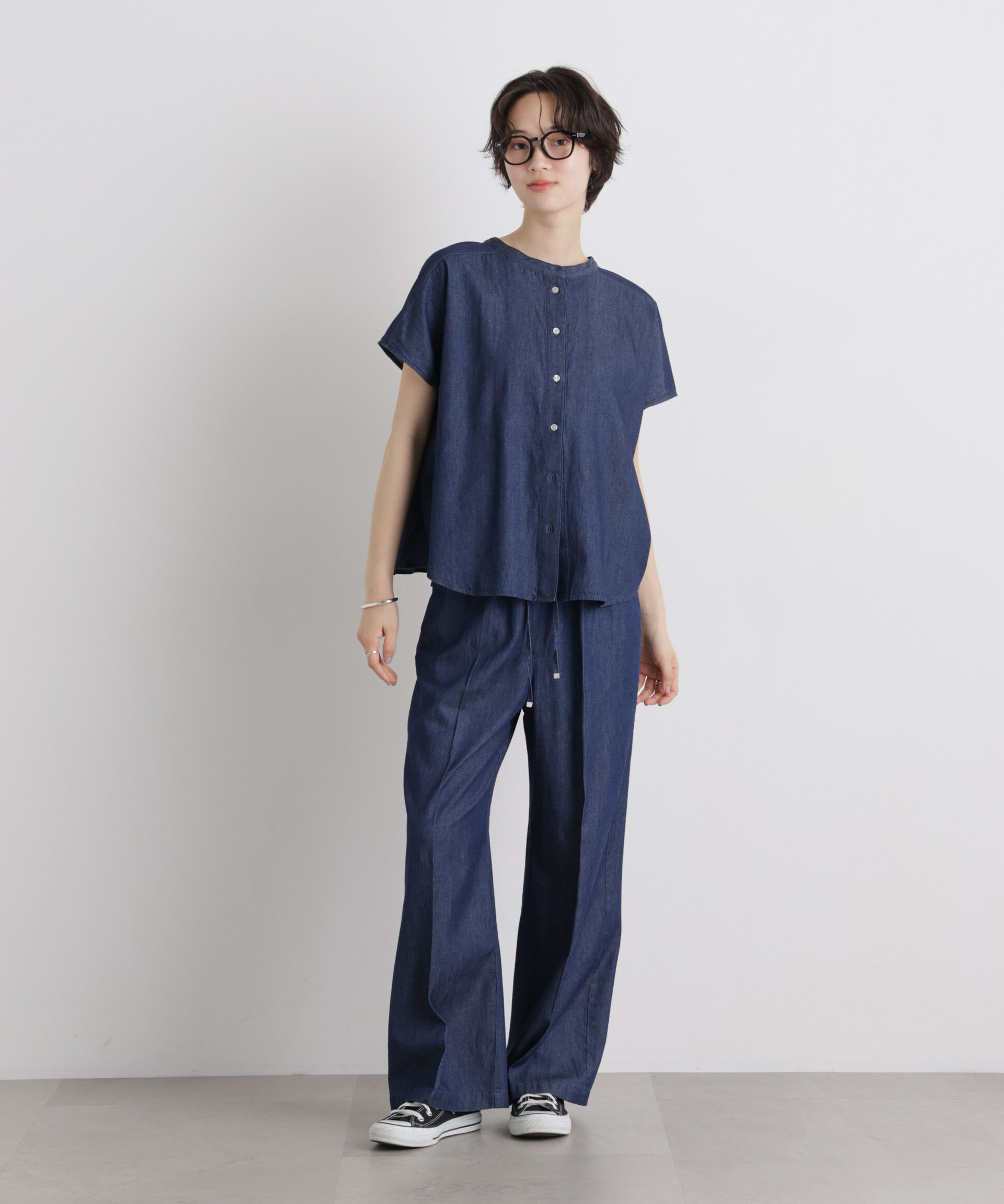 nano･universe「ライトオンスデニムドロストセンタープレスパンツ(セットアップ可)」|チノ|