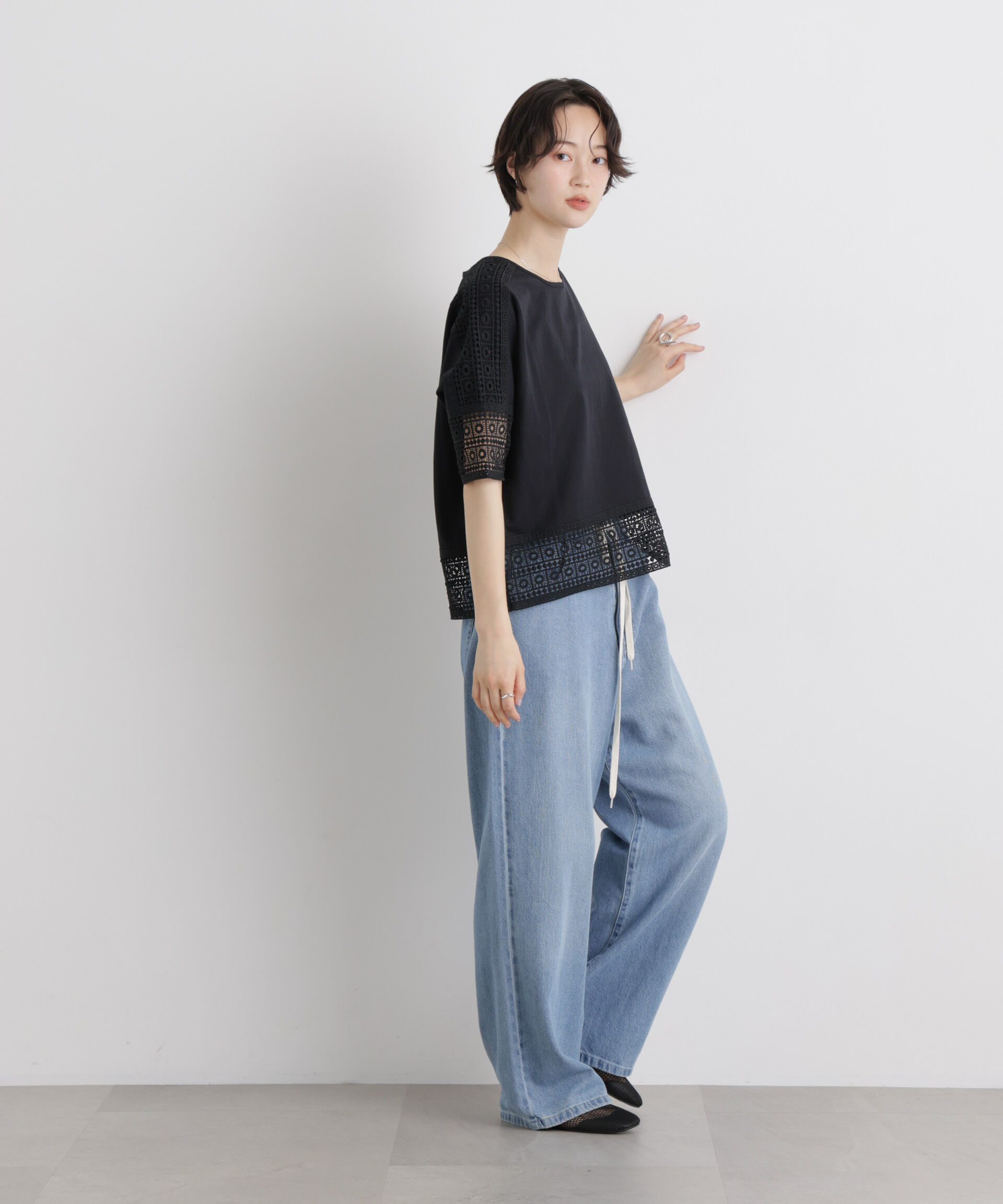 nano･universe「レースコンビドルマンカットトップス」|Tシャツ・カットソー|