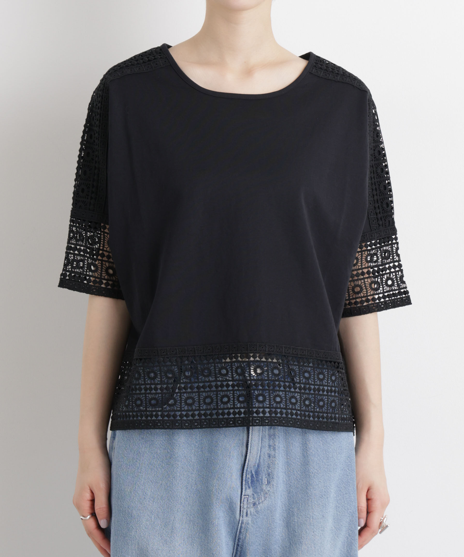 nano･universe「レースコンビドルマンカットトップス」|Tシャツ・カットソー|