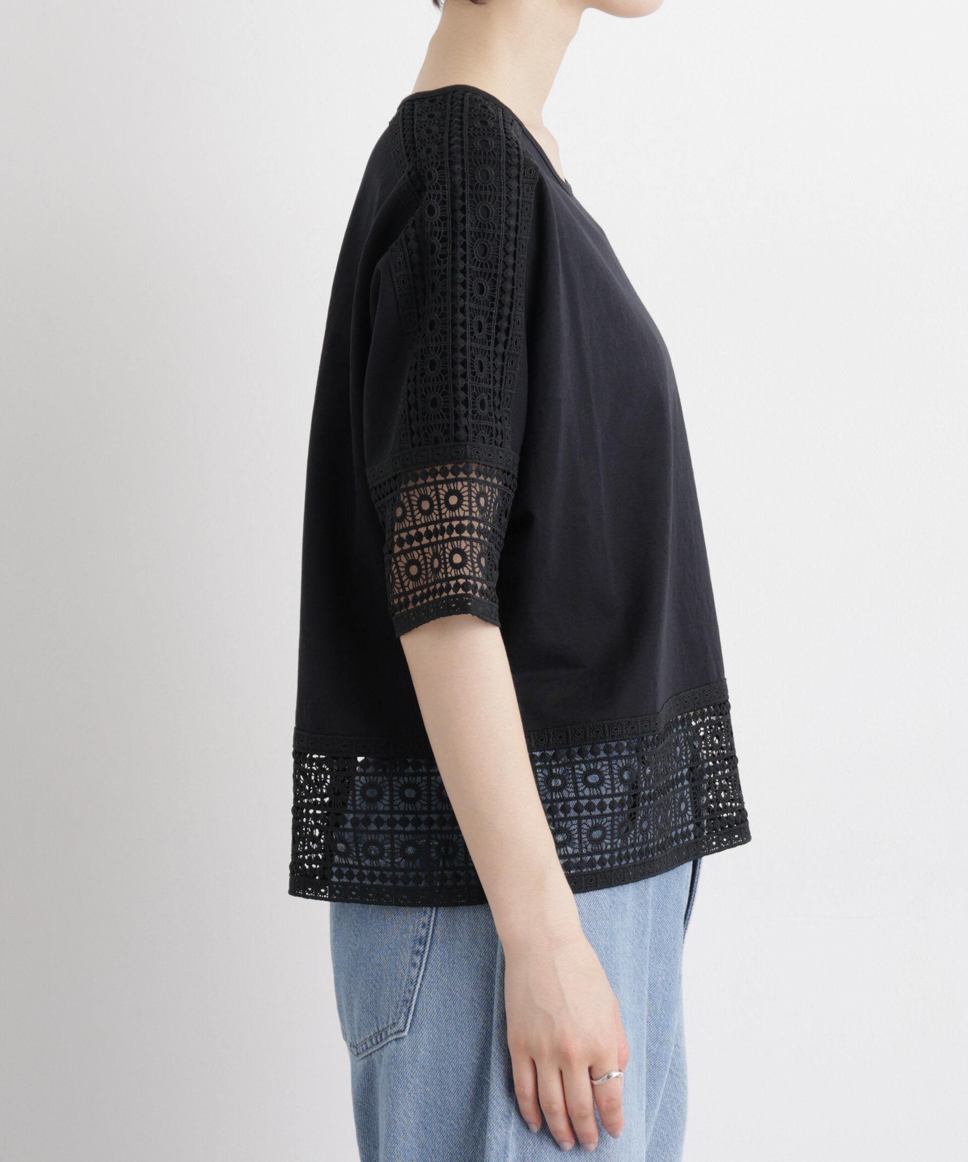 nano･universe「レースコンビドルマンカットトップス」|Tシャツ・カットソー|