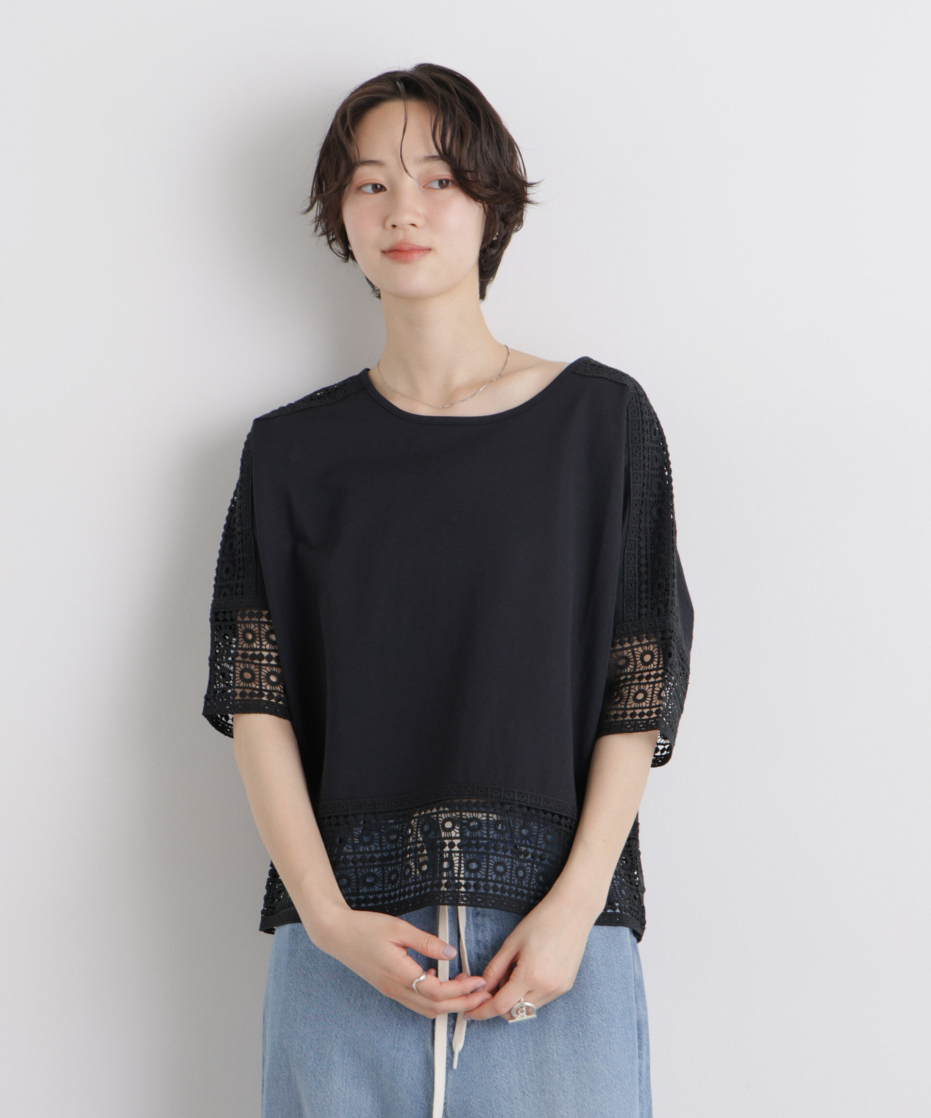 nano･universe「レースコンビドルマンカットトップス」|Tシャツ・カットソー|