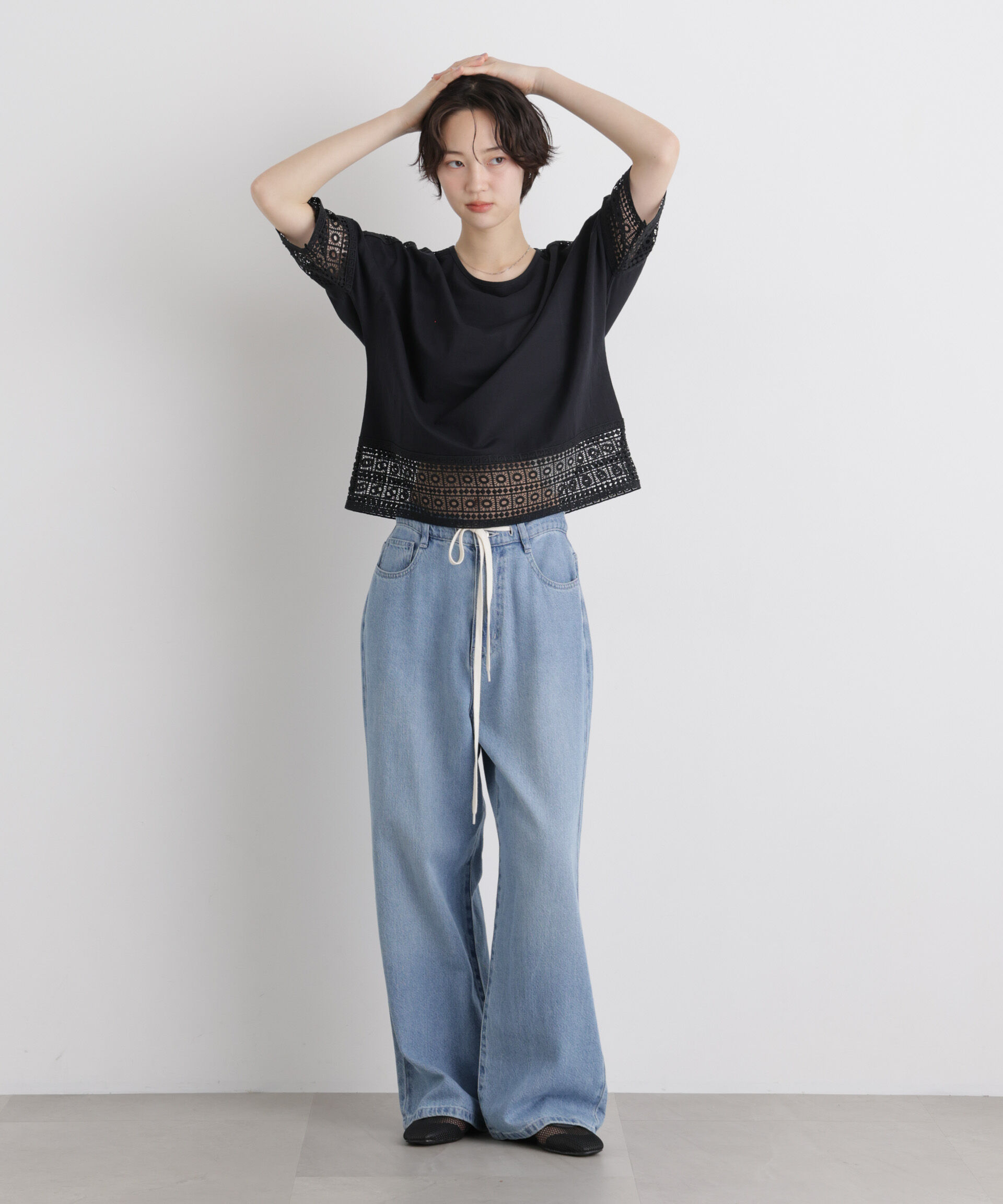 nano･universe「レースコンビドルマンカットトップス」|Tシャツ・カットソー|